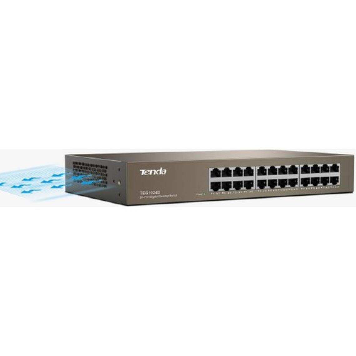 Tenda TEG1024D 24 Port 10-100-1000 Mbps Switch Çelik Kasa Rack Mount