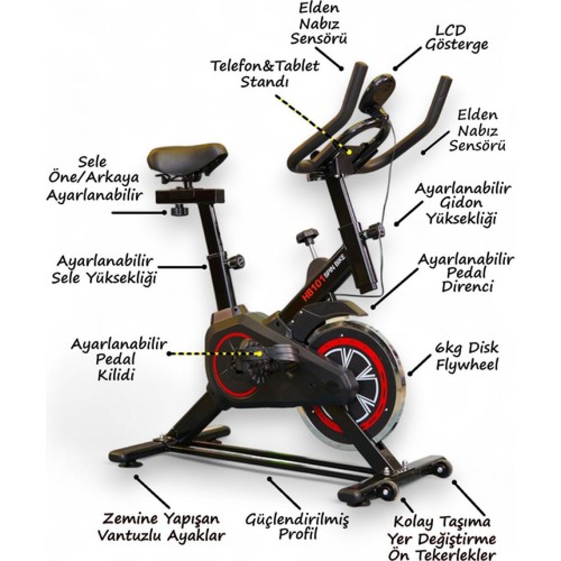 Voit V-Fit By Voit HB101 Spin Bike Taşınabilir, Direnci Ayarlanabilir, Elden Nabız Ölçer, Sessiz Çalışır