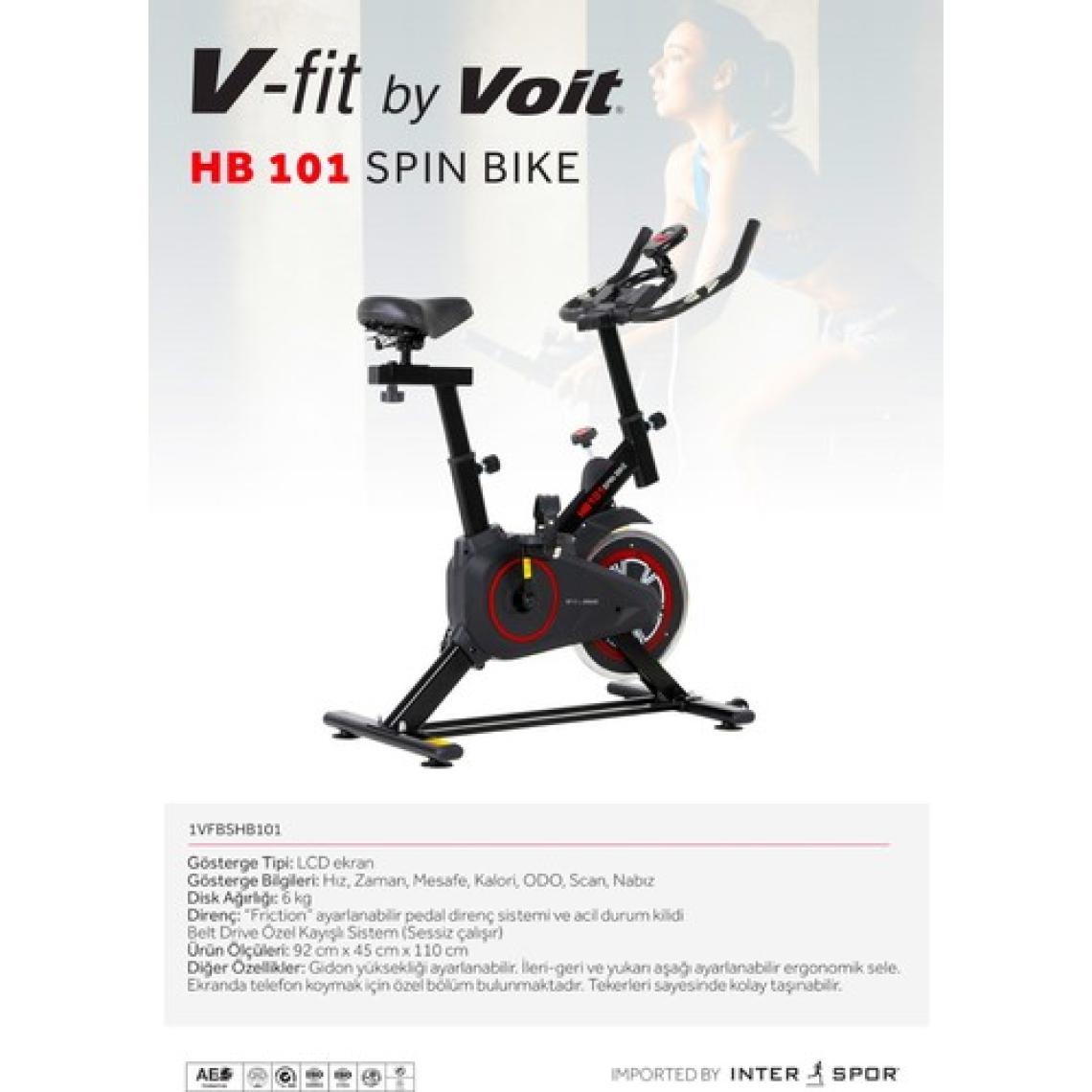 Voit V-Fit By Voit HB101 Spin Bike Taşınabilir, Direnci Ayarlanabilir, Elden Nabız Ölçer, Sessiz Çalışır