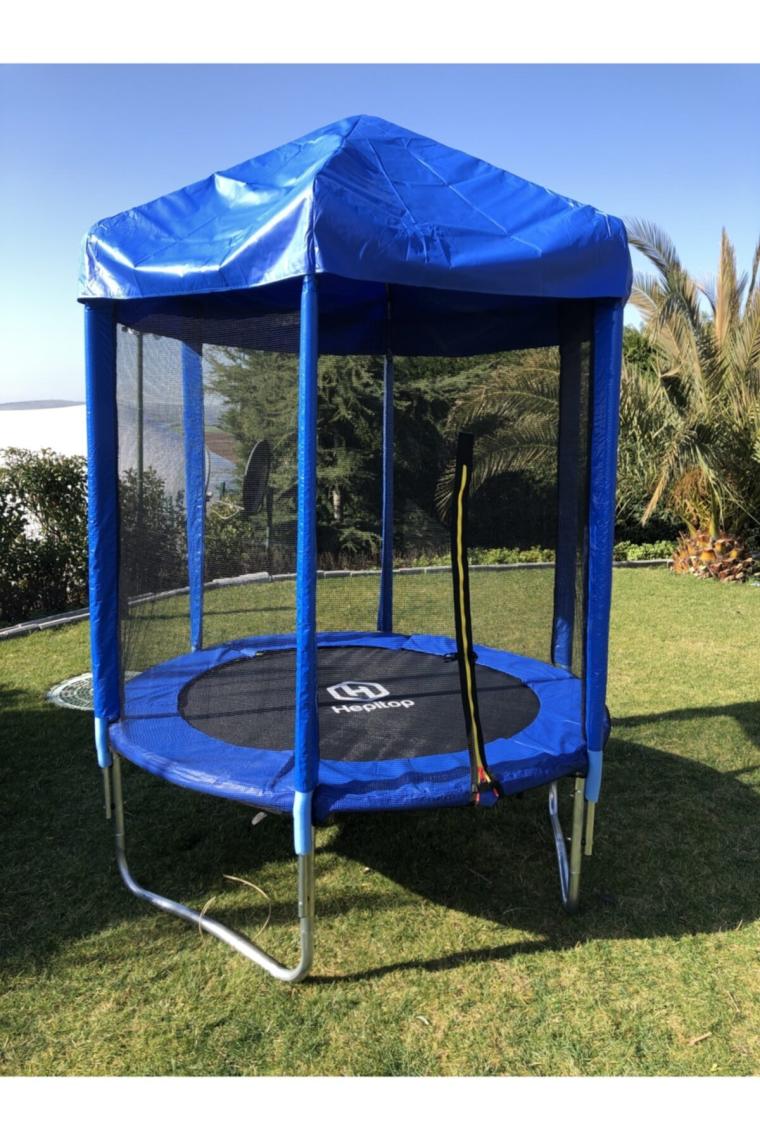 Hepitop 183 cm Çatılı Trambolin Fileli Outdoor Bahçe Tipi Şapkalı Trambolin