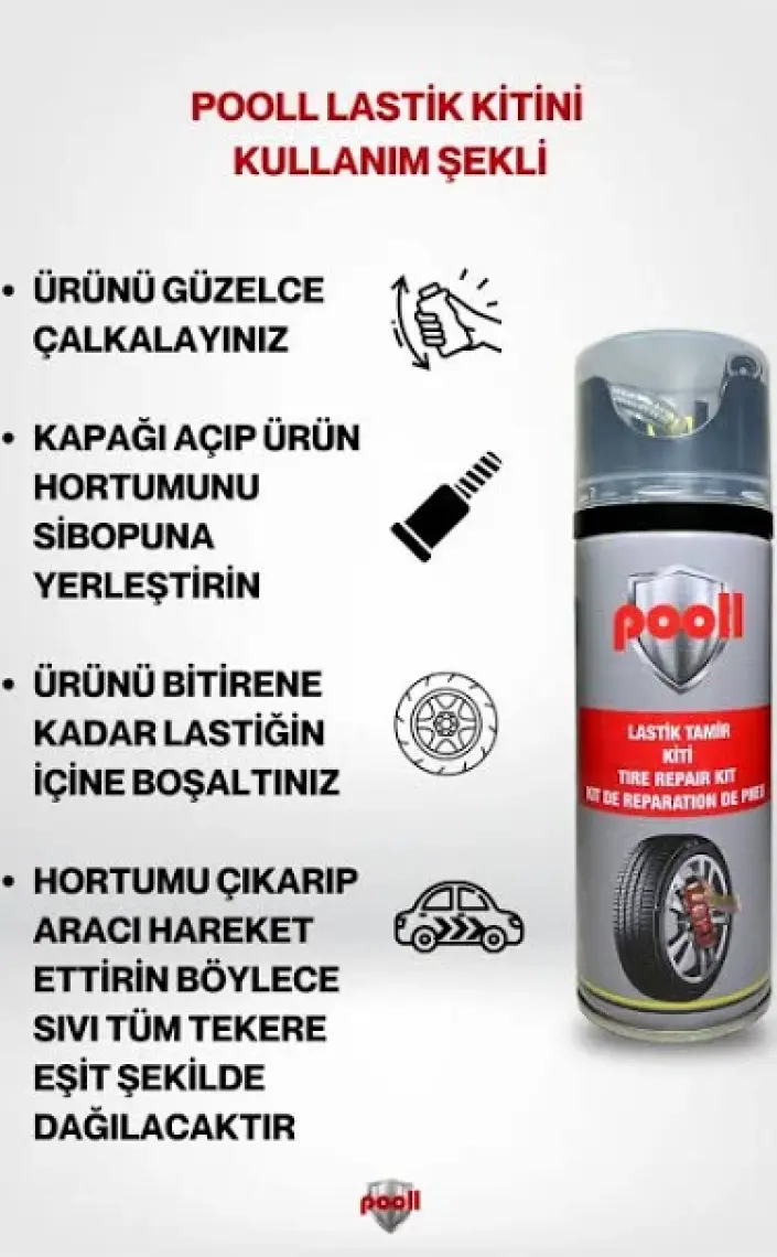 POOLL Lastik Tamir Kiti Köpüğü 400 Ml