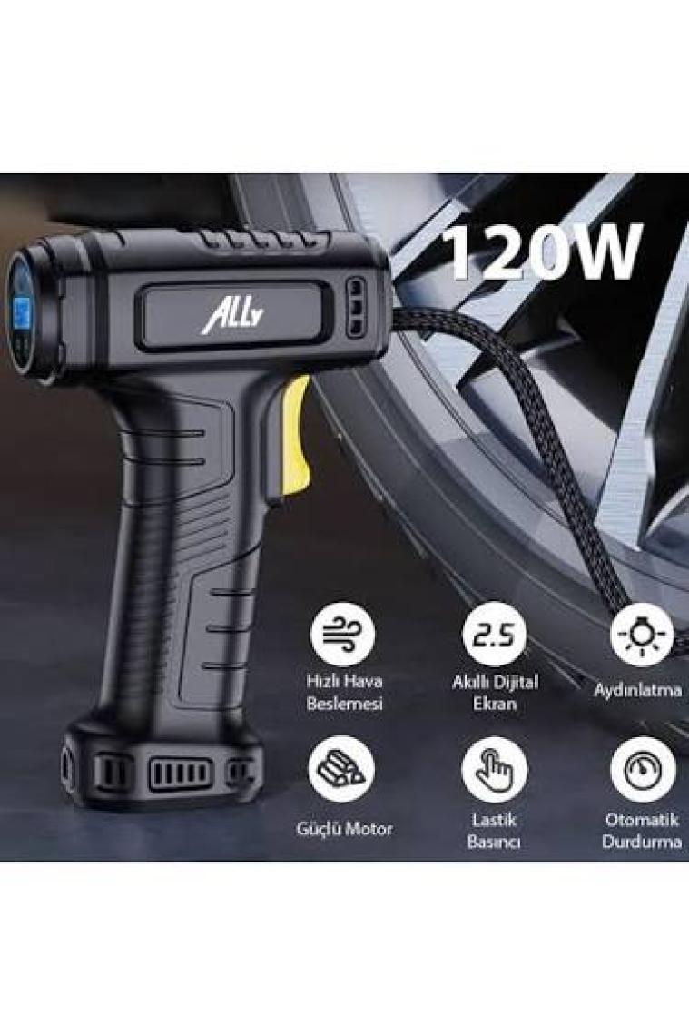 Ally 120W Kablosuz Basınç Göstergeli Mini Hava Popmpası Kompresör