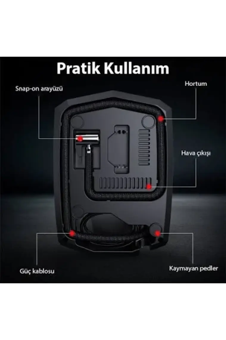 Suitu Taşınabilir Hava Pompası Kompresör Araç Lastik Şişirme ve Tamir Seti 12 V