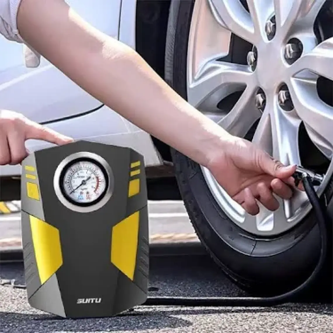 Suitu Taşınabilir Hava Pompası Kompresör Araç Lastik Şişirme ve Tamir Seti 12 V
