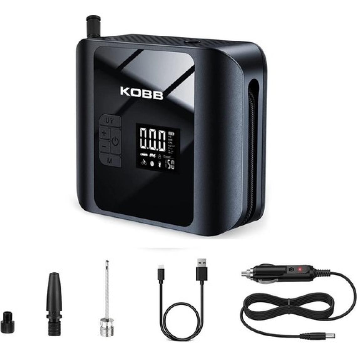 Kobb KB420 12VOLT / Şarjlı Li-Ion 150 Psı Taşınabilir Dijital Basınç Göstergeli LED Aydınlatmalı Akıllı Lastik Şişirme Pompası + Sos