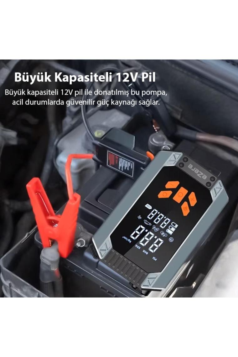Ezere ST-9632D Taşınabilir Araç Lastik Şişirme ve Starter Akü Takviye Seti