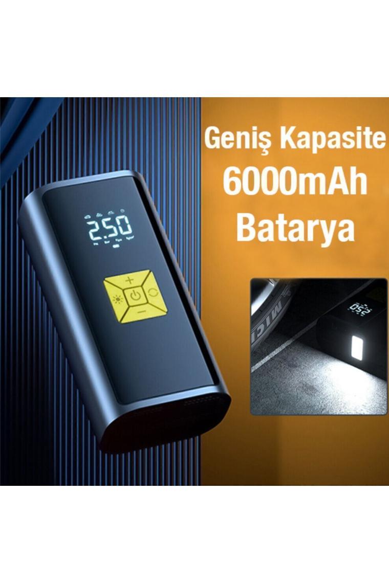 Ally ST-9620B Dijital LED Işıklı Taşınabilir Şarjlı Araç Lastik Hava Şişirme Pompası