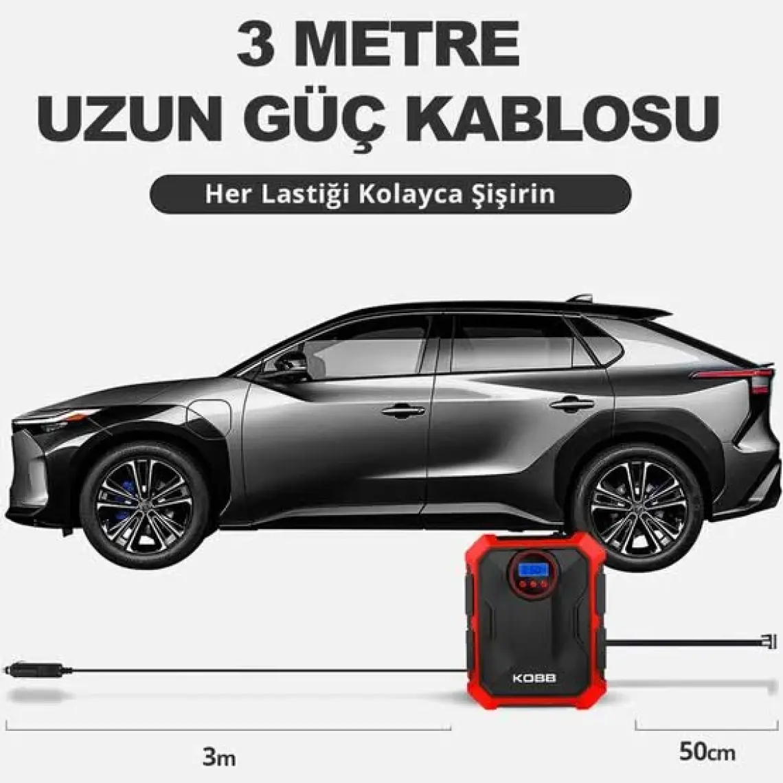 Kobb KB200 12VOLT 150 Psı Ayarlanabilir Dijital Basınç Göstergeli Hava Lastik Şişirme Pompası