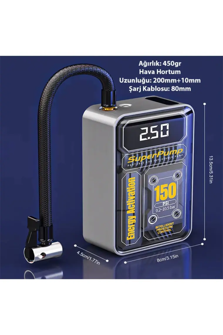 Ezere 150PSI Tasinabilir Araba Yüksek Güçlü Elektrikli Kablosuz Lastik Hava Pompasi
