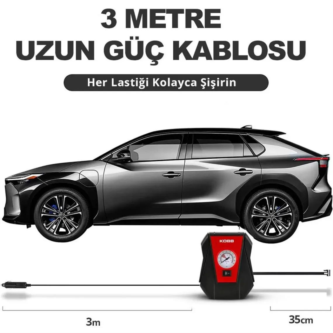Kobb KB100 12VOLT 100 Psı Analog Göstergeli Hava Lastik Şişirme Pompası