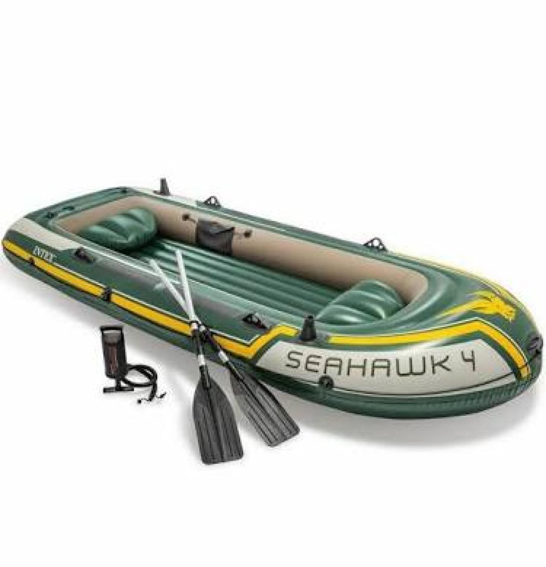 Intex Seahawk 4 Bot Seti - 68351 (Çiftli Alüminyum Kürek & Pompa ) ( 351 x 145 x 48 cm )