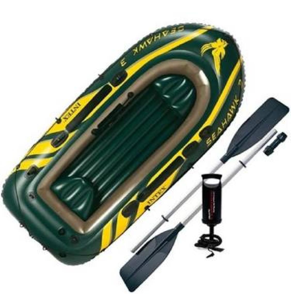 Intex Seahawk 4 Bot Seti - 68351 (Çiftli Alüminyum Kürek & Pompa ) ( 351 x 145 x 48 cm )