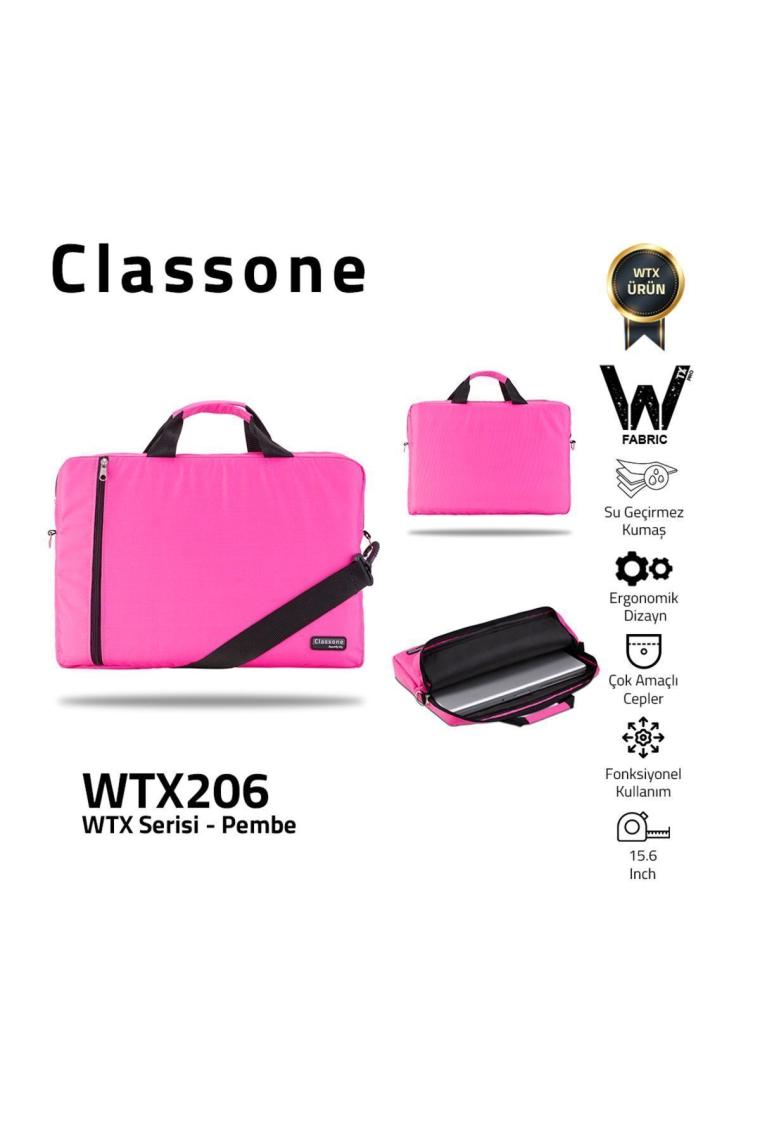 Wtx206 Wtxpro Serisi Su Geçirmez Kumaş 15.6 Inch Macbook, Laptop , Notebook El Çantası- Pembe