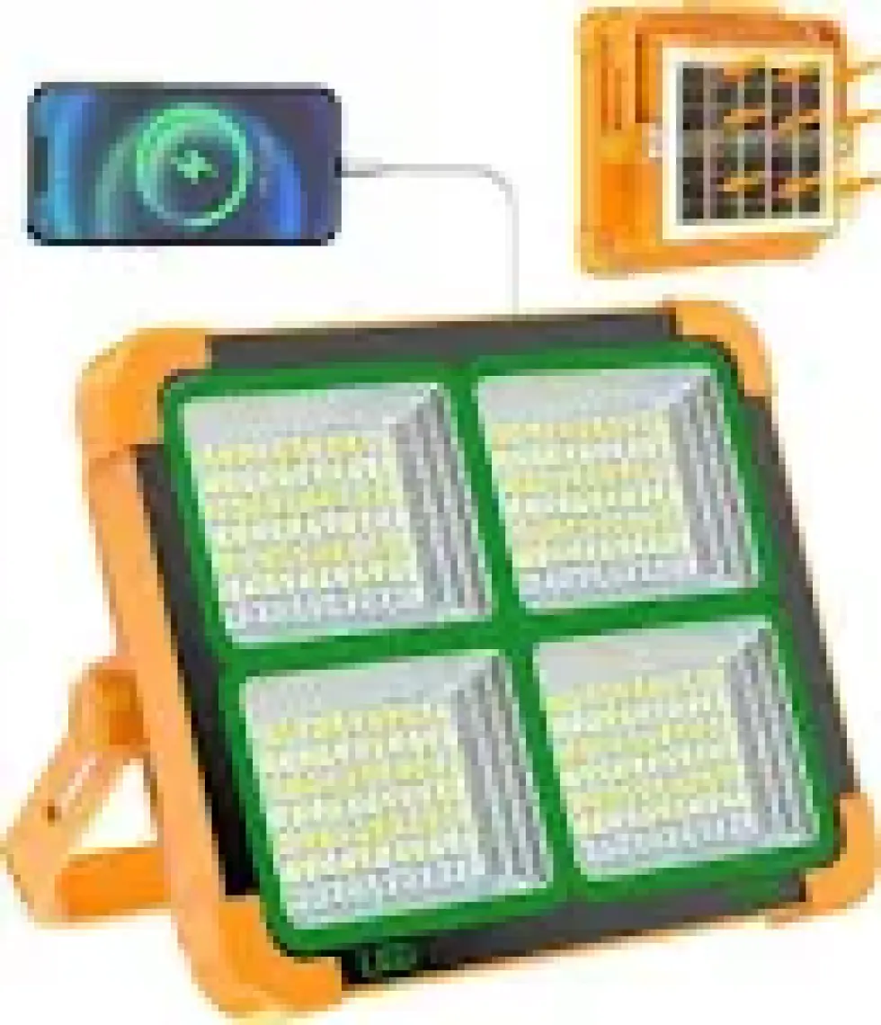 Geseus Taşınabilir Solarlı Çalışma ve Kamp Işığı, Powerbanklı Güneş Enerjili IŞILDAK,FENER-150W 200 Lümen 264 Ledli-Kçk