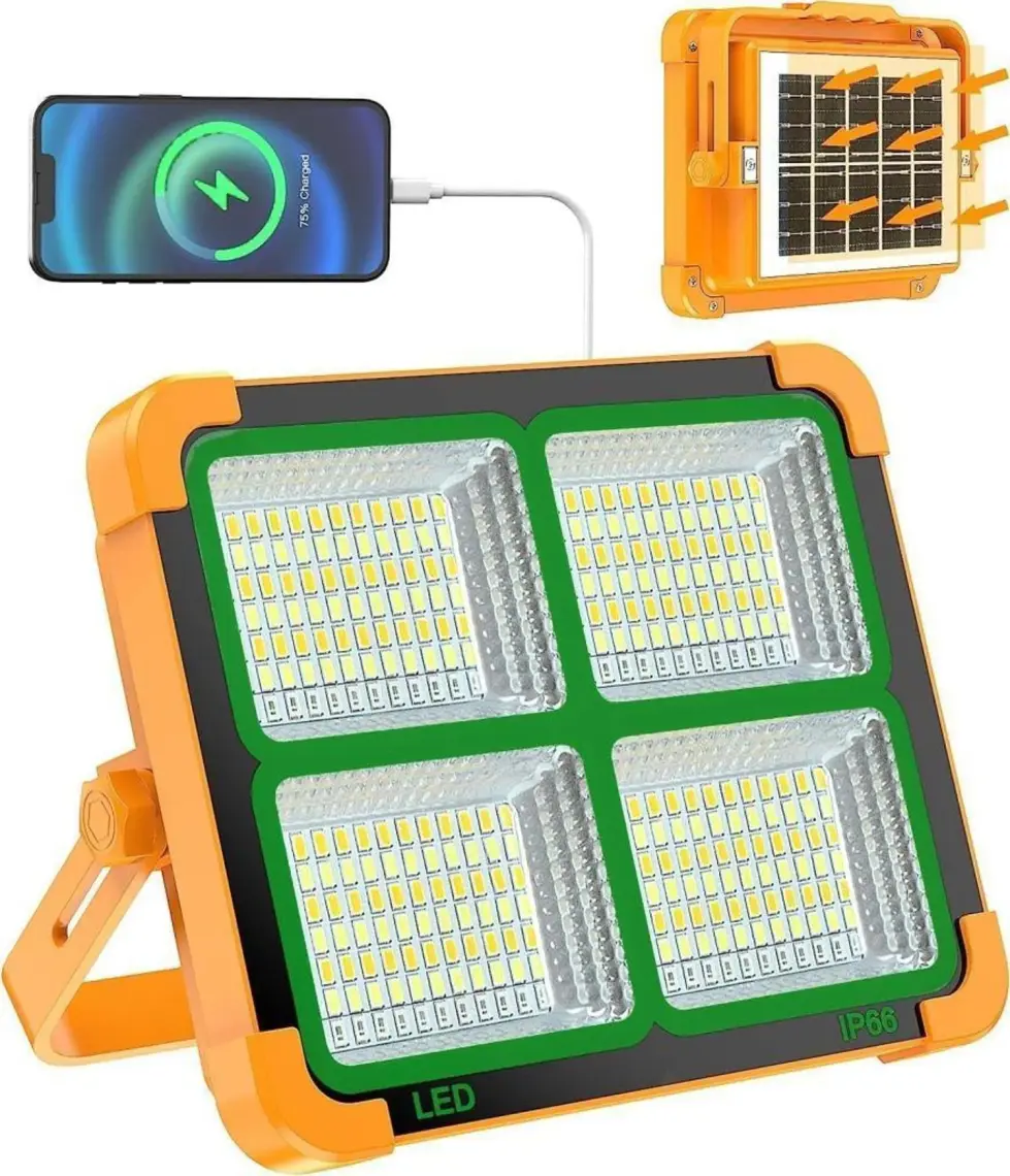 Geseus Taşınabilir Solarlı Çalışma ve Kamp Işığı, Powerbanklı Güneş Enerjili IŞILDAK,FENER-150W 200 Lümen 264 Ledli-Kçk