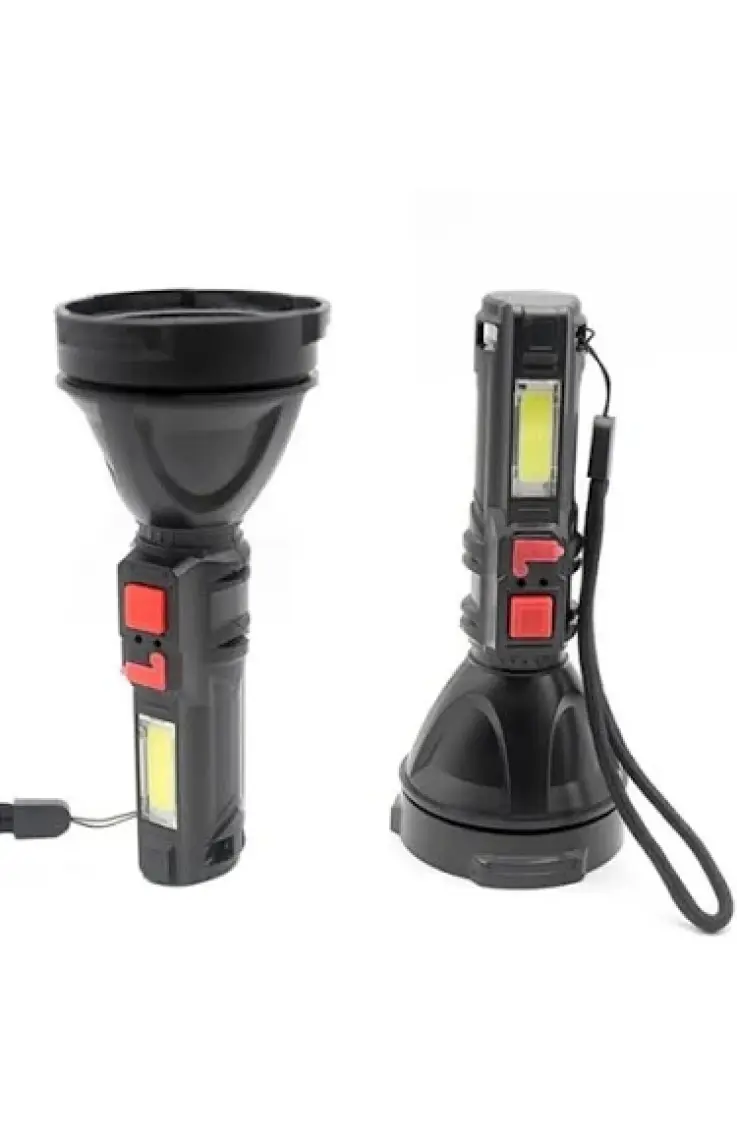Gold Silver  GS-830 Micro USB Şarj Edilebilir Taşınabilir Cob LED El Feneri Su Geçirmez Fener Kamp Lambası