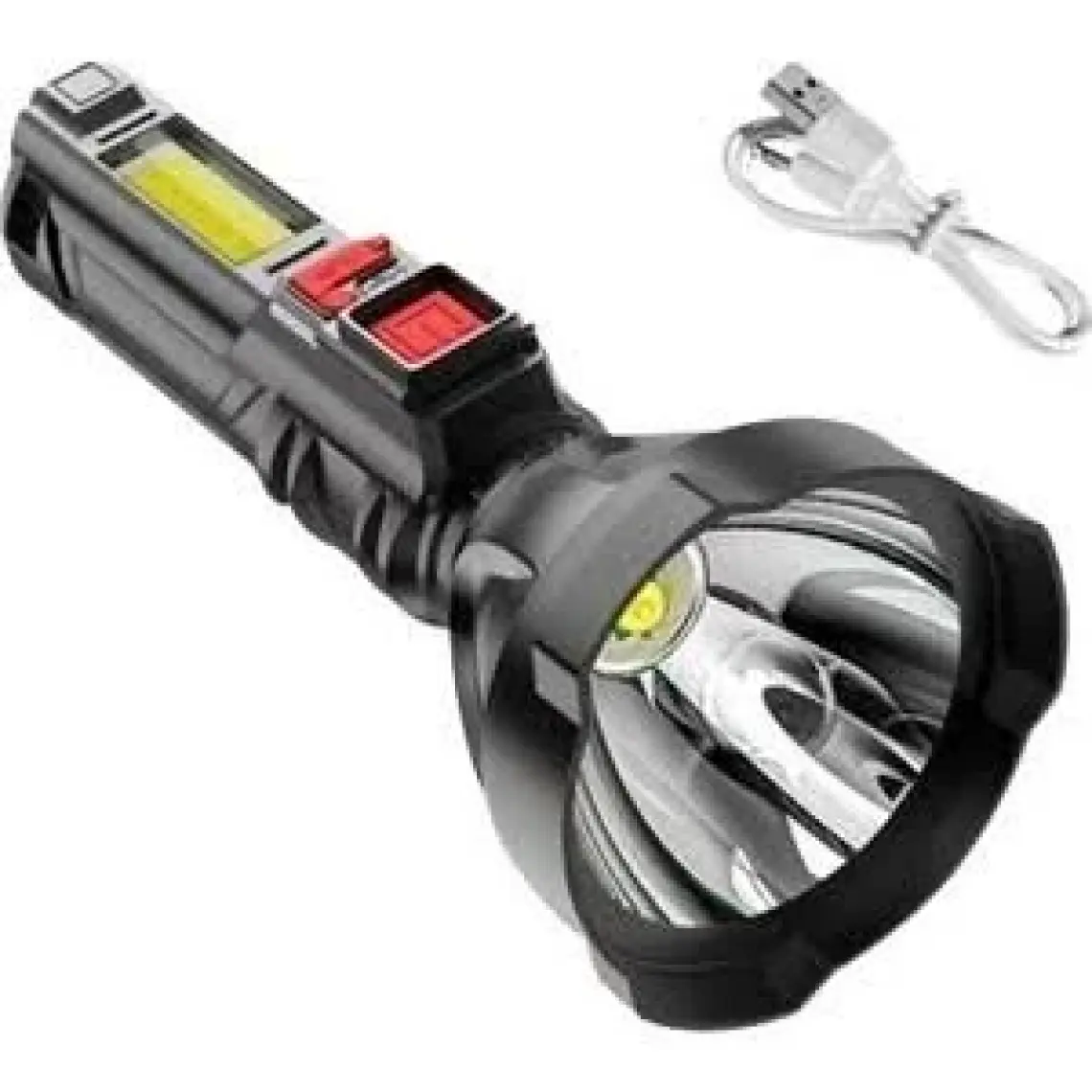 Gold Silver  GS-830 Micro USB Şarj Edilebilir Taşınabilir Cob LED El Feneri Su Geçirmez Fener Kamp Lambası