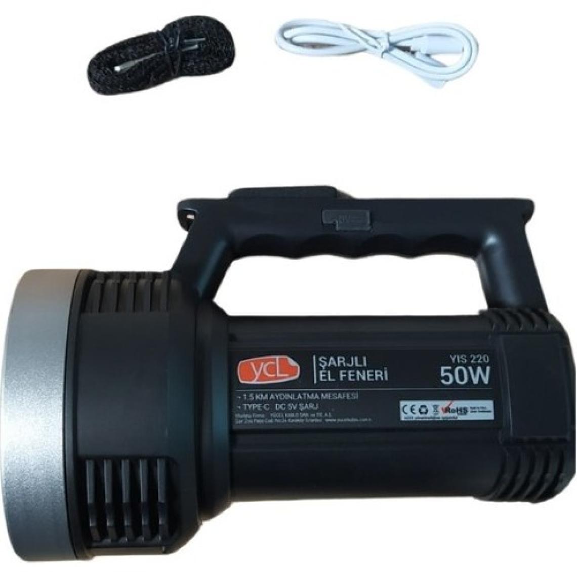 Ycl YIS-220 50W Şarjlı El Feneri 1.5km Aydınlatma Mesafeli