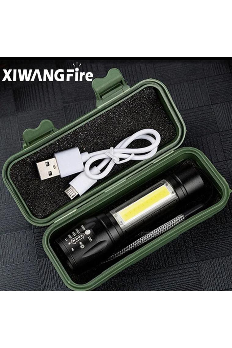 OEM Ultra Güçlü USB Şarjlı El Feneri Kutulu Kamp Feneri Avcılık Feneri