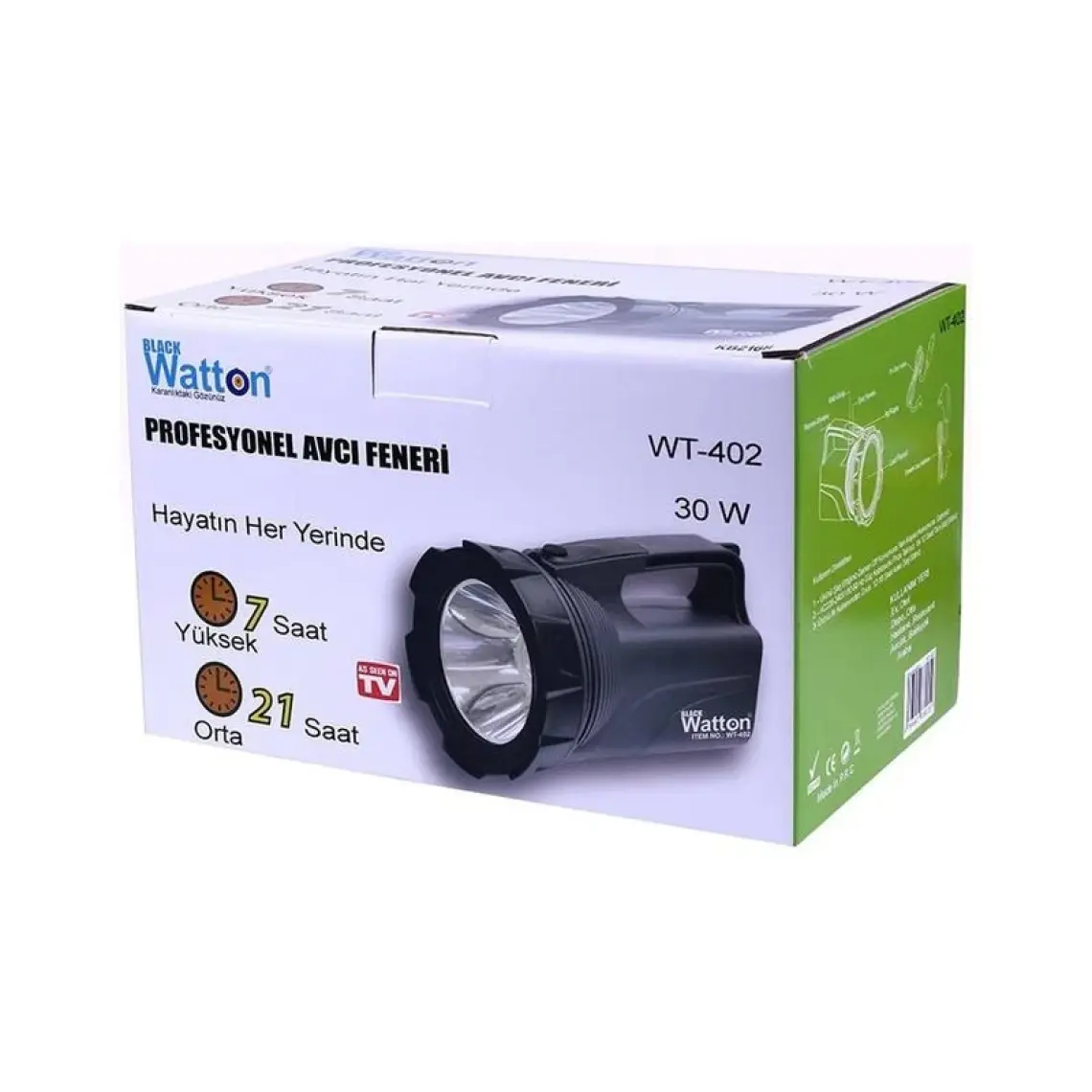 Watton Profosyonel Şarj Edilebilir Avcı Feneri 30 Watt Wt 402