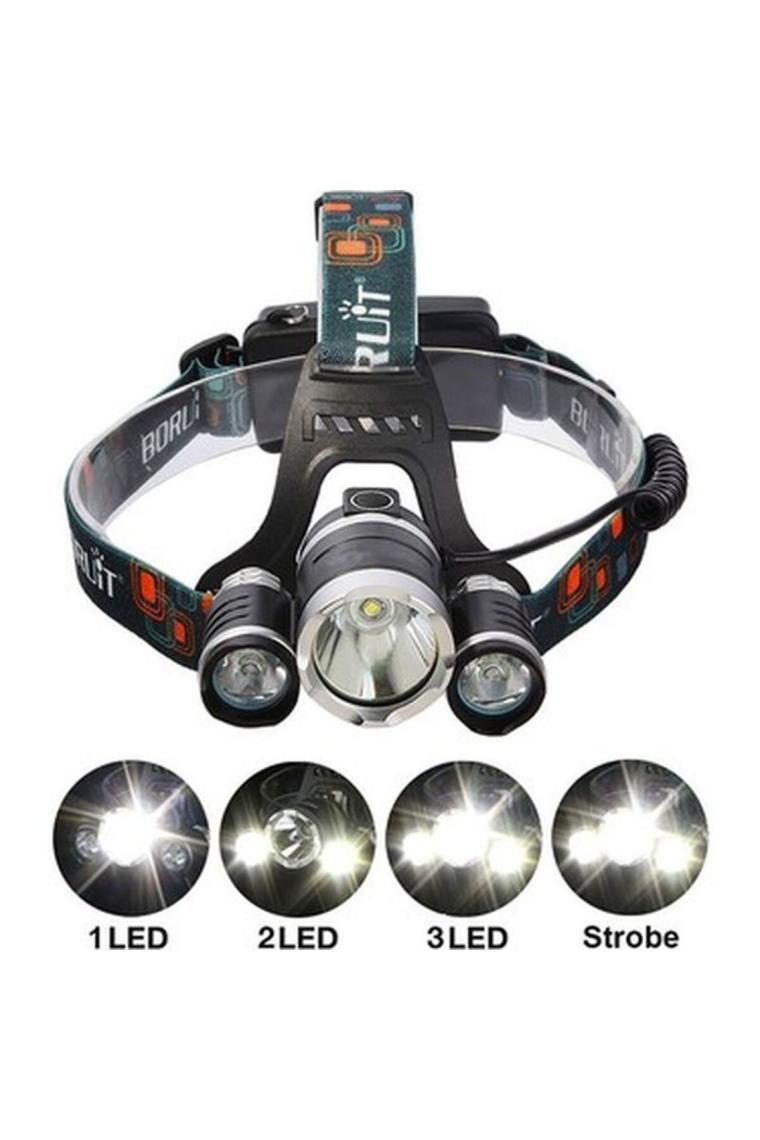 Ozcmax Boruit T6 Kafa Feneri 5000 Lumens 3xcree Xm-T6+2r5 Lamba LED Kamp Lambası