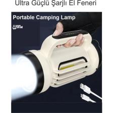 Ultra Şarjlı Güçlü El Feneri Hızlı Dolum Ve Kablo Ile Şarj Imkanı Portatif Hafif Deprem
