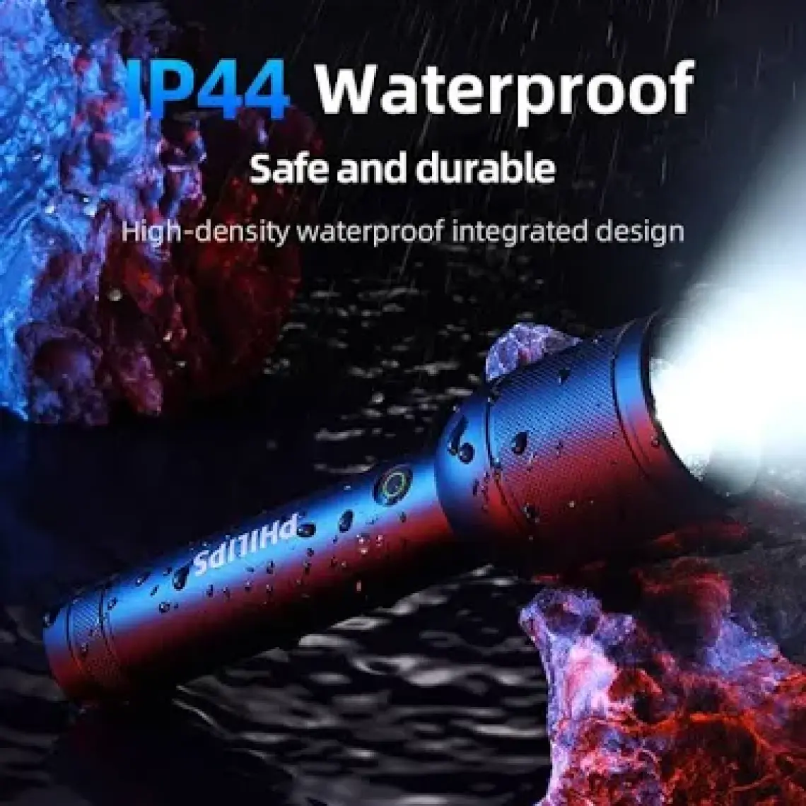 Philips SFL8168/93 30W 1500 Lümen Uzak Mesafe Aydınlatmalı IP44 Suya Dayanıklı Şarj Edilebilir LED El Feneri Siyah