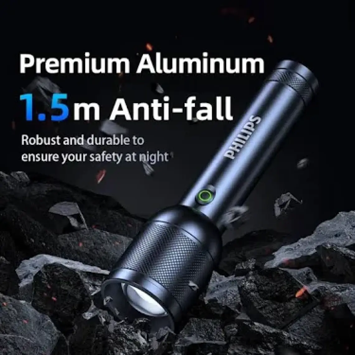 Philips SFL8168/93 30W 1500 Lümen Uzak Mesafe Aydınlatmalı IP44 Suya Dayanıklı Şarj Edilebilir LED El Feneri Siyah