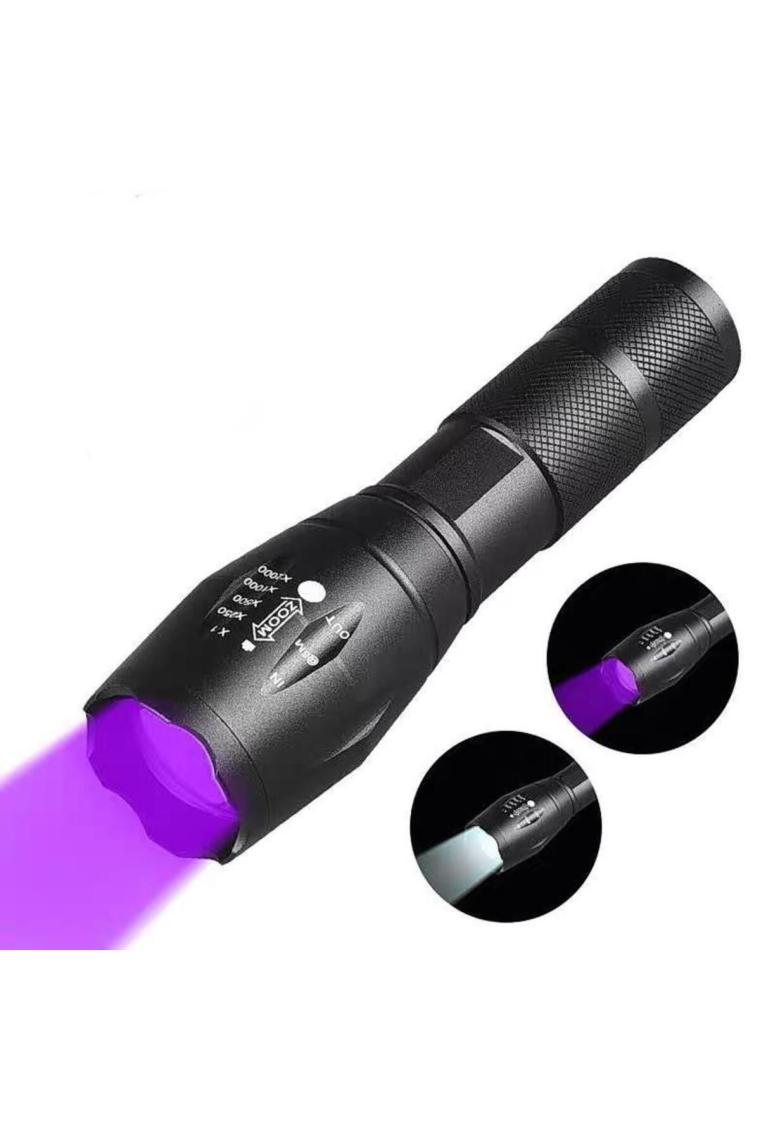 Çift Fonksiyonlu Ultraviyole Mor Işık Ve Xml-t6 El Feneri Dual Mode 2000 Lümens