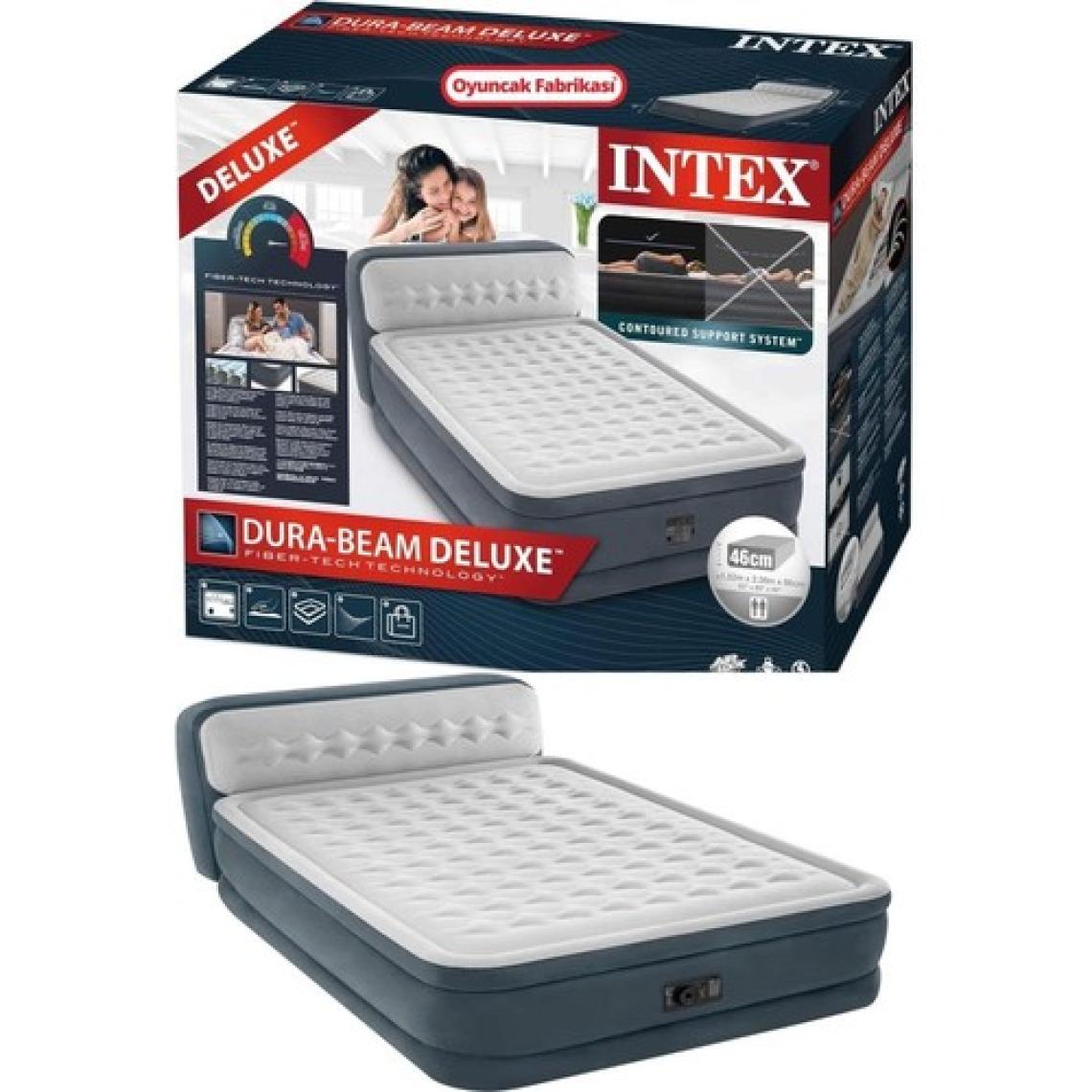 Intex 64448 Queen Dura-Beam Elektrikli Peluş Başlıklı Çift Kişilik Şişme Yatak