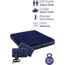 Blooma 64765 Çift Kişilik Şişme Yatak 152X203X25 cm Pompa Dahil 2 Adet Yastık Set