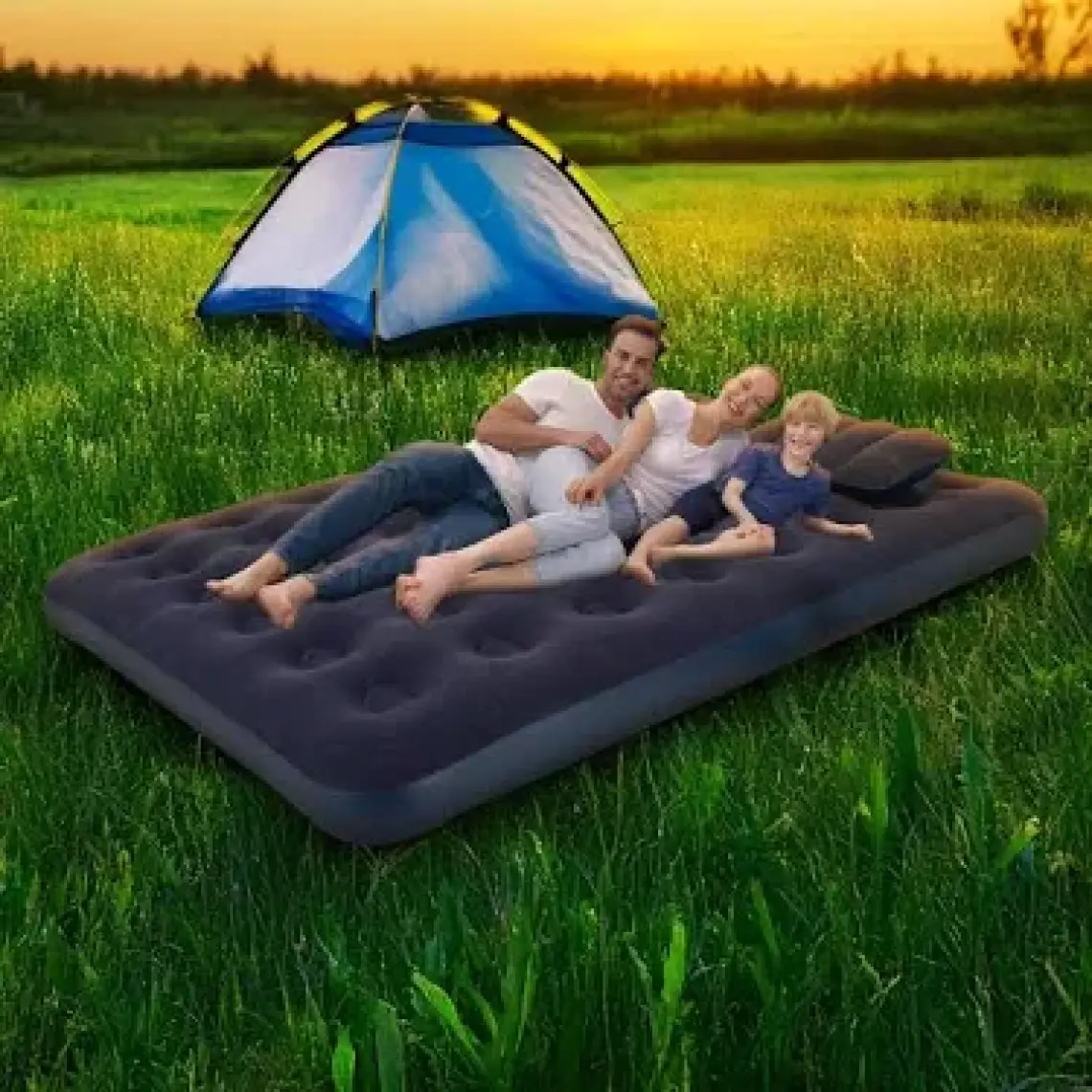 Avenli Çift Kişilik Şişme Kamp Yatağı - 190x140 cm + Yastık ve Şişirme Pompası