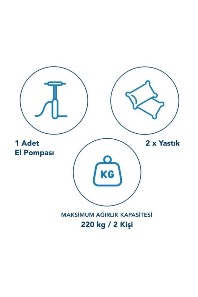 2 Yastık Ve El Pompası Çift Kişilik Şişme Yatak