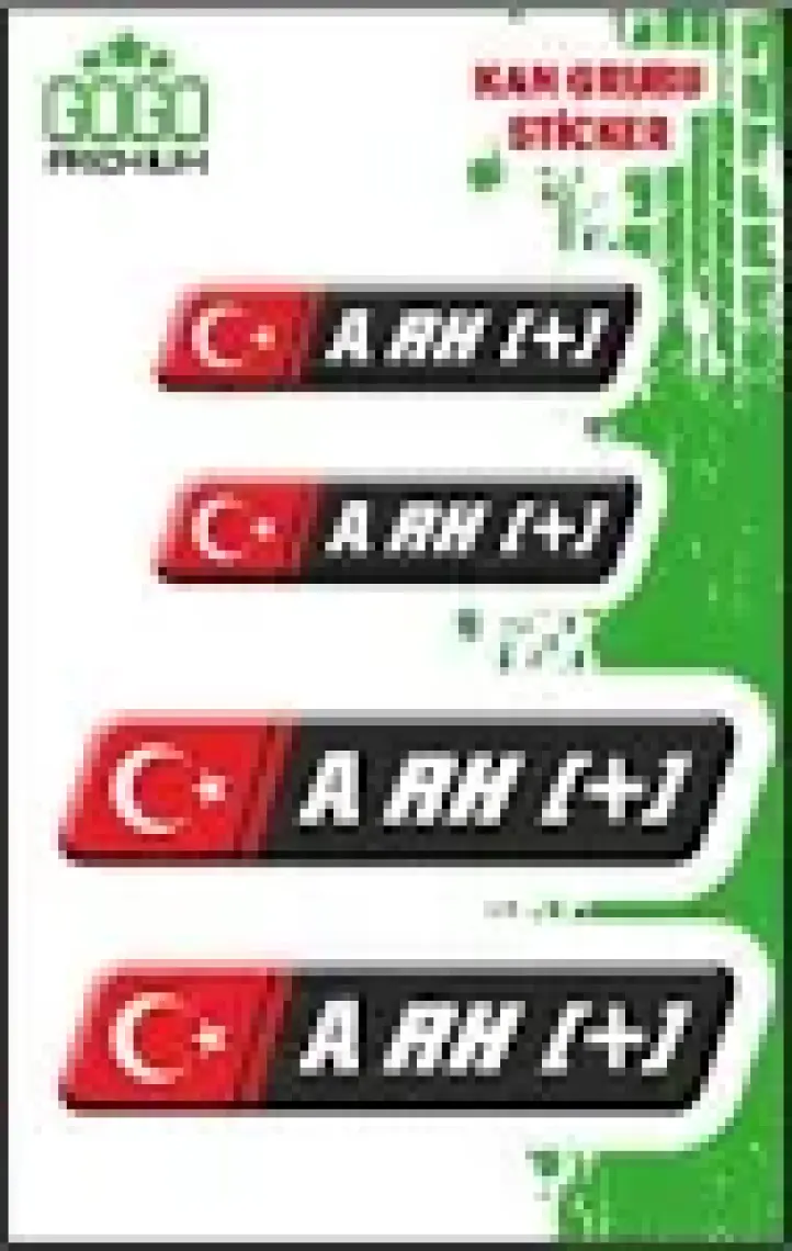 Kan Grubu Iı 0 Rh(+) Siyah Dörtlü Damla Etiket