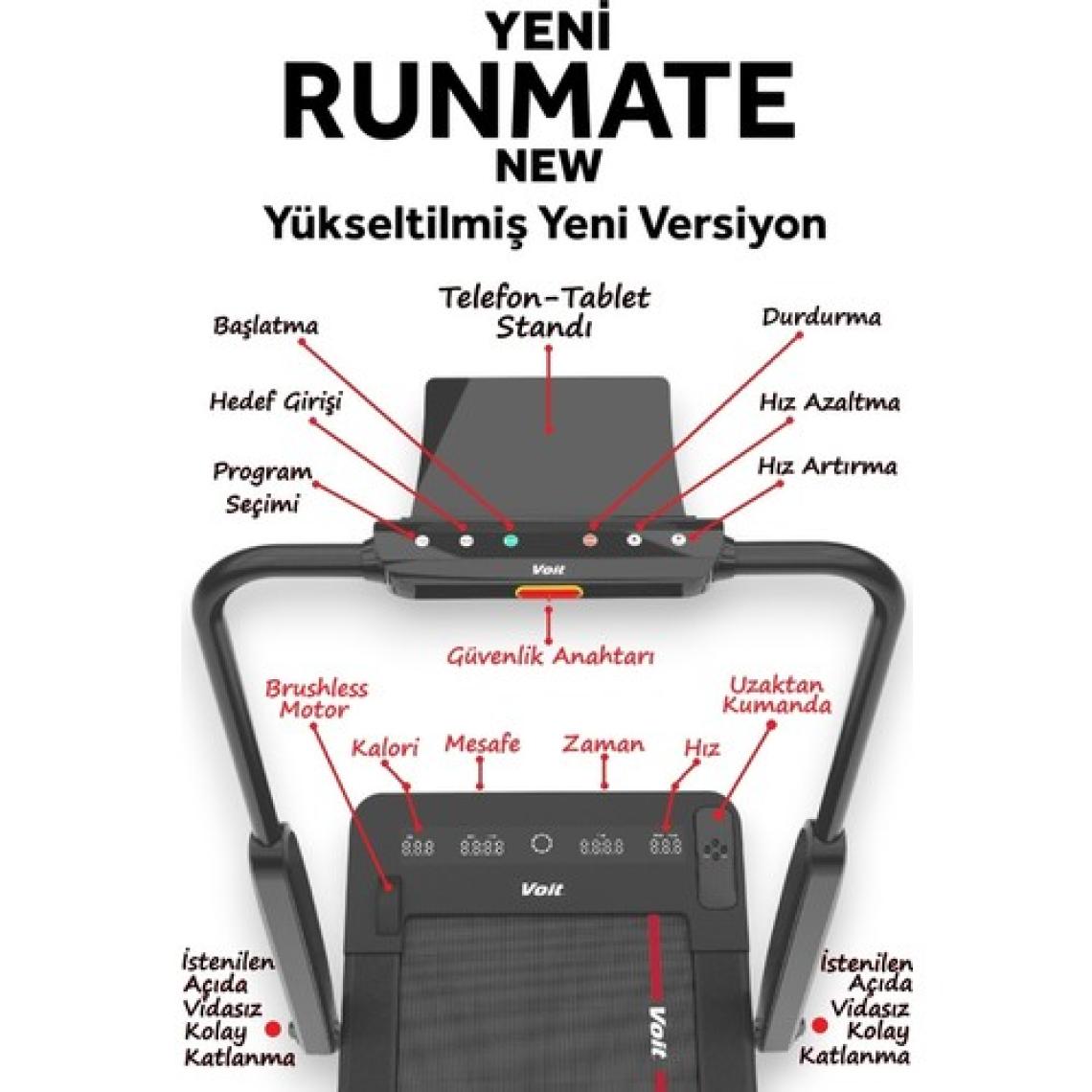 Voit V-Fıt By Voit Runmate New Koşu Bandı - Brushless Motor - Bluetooth- 12KM Hız - Uzaktan Kumanda - Akıllı Uygulama Destekli - Program Özellikli (15 Program)