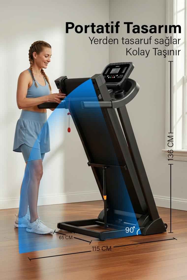 Proforce Hera Koşu Bandı - 2 HP Katlanabilir  0-10 Km/sa Hız-Led Ekran Kolay Kurulumlu