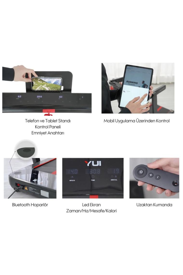 Yui X24 Pro Max 14 Km HIZ-120 kg Taşıma-Katlanabilir Akıllı Yürüyüş ve Koşu Bandı -2.5 Hp Beyaz
