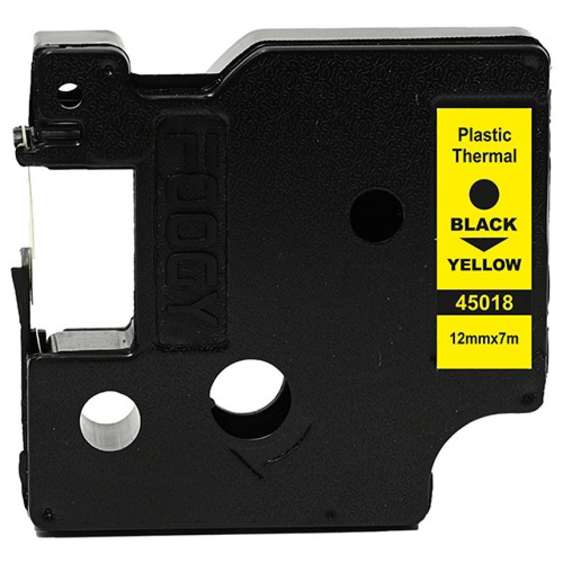 Foogy Dymo D1 Muadili Plastik Thermal Yedek Şerit Etiket  12 mm 7 mt Sarı Siyah