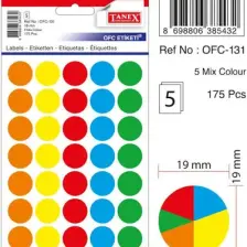 Tanex Nokta Etiket 19 mm 5 Renk  175 Etiket