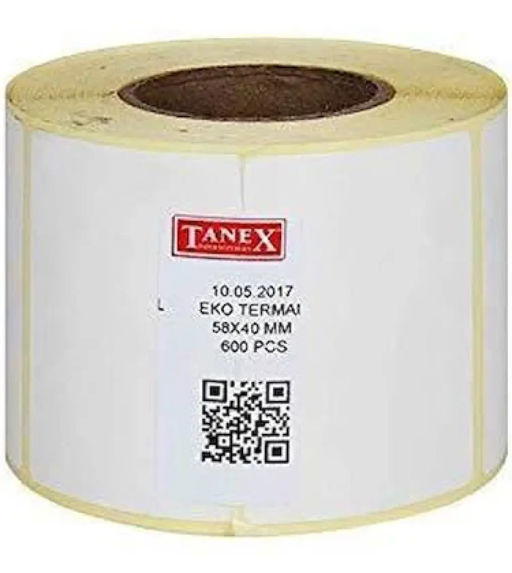 58x40mm Eco Termal Etiket 1 Li 40mm Çap 600 Lü