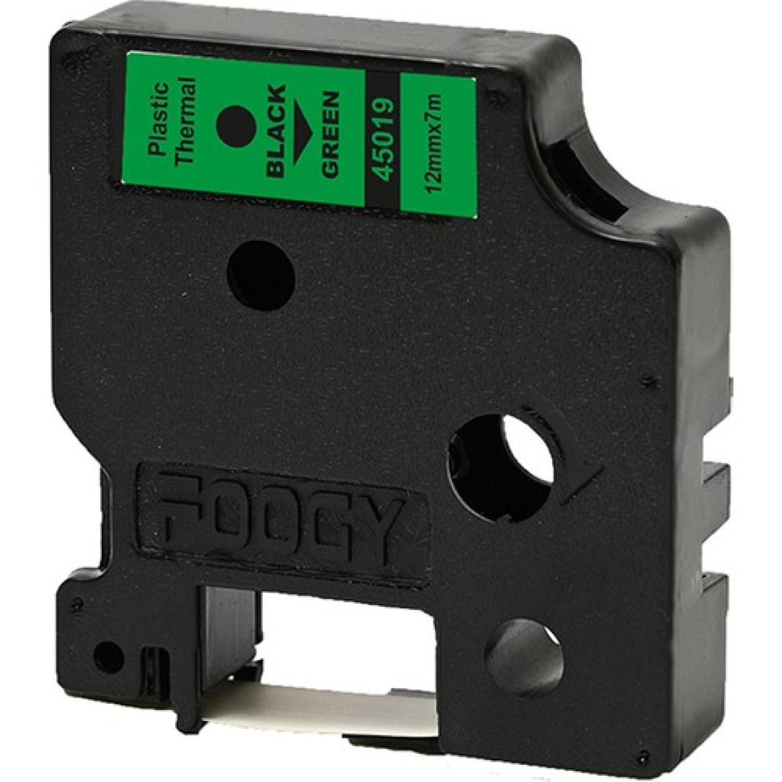 Foogy 45019 Dymo D1 Şerit Etiket Muadili 12 mm 7 mt Yeşil  Siyah