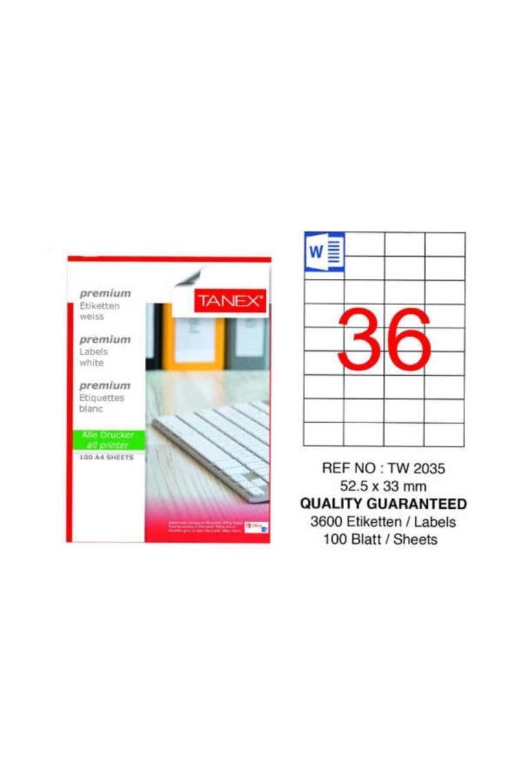 Laser Etiket 100 Yp 52.5x33 Laser-copy-ınkjet Tw-2035