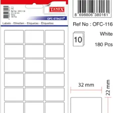 Tanex Ofis Etiket 10'lu Ofc-116 Beyaz