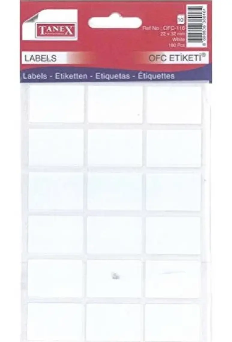 Tanex Ofis Etiket 10'lu Ofc-116 Beyaz