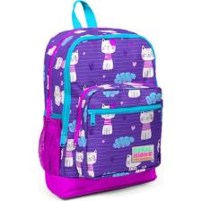 Coral High Kids Mor Kedi Desenli Dört Bölmeli Okul Sırt Çantası 23464