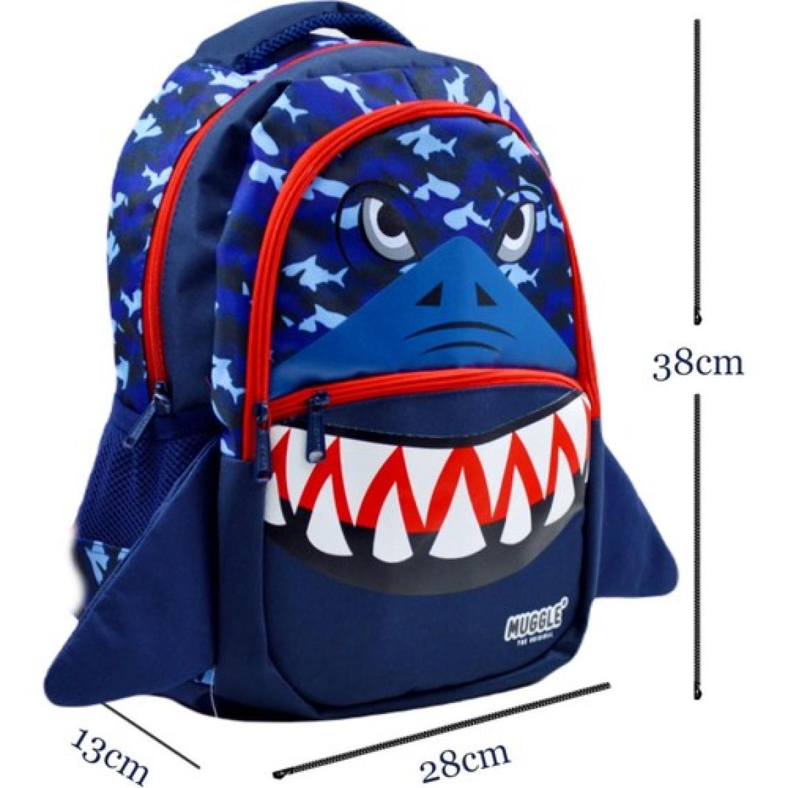Muggle 3 Bölmeli Shark Okul Sırt Çantası Mavi MU 9567