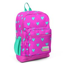 Kids Neon Pembe Su Yeşili Kalp Desenli Dört Bölmeli Okul Sırt Çantası 23113