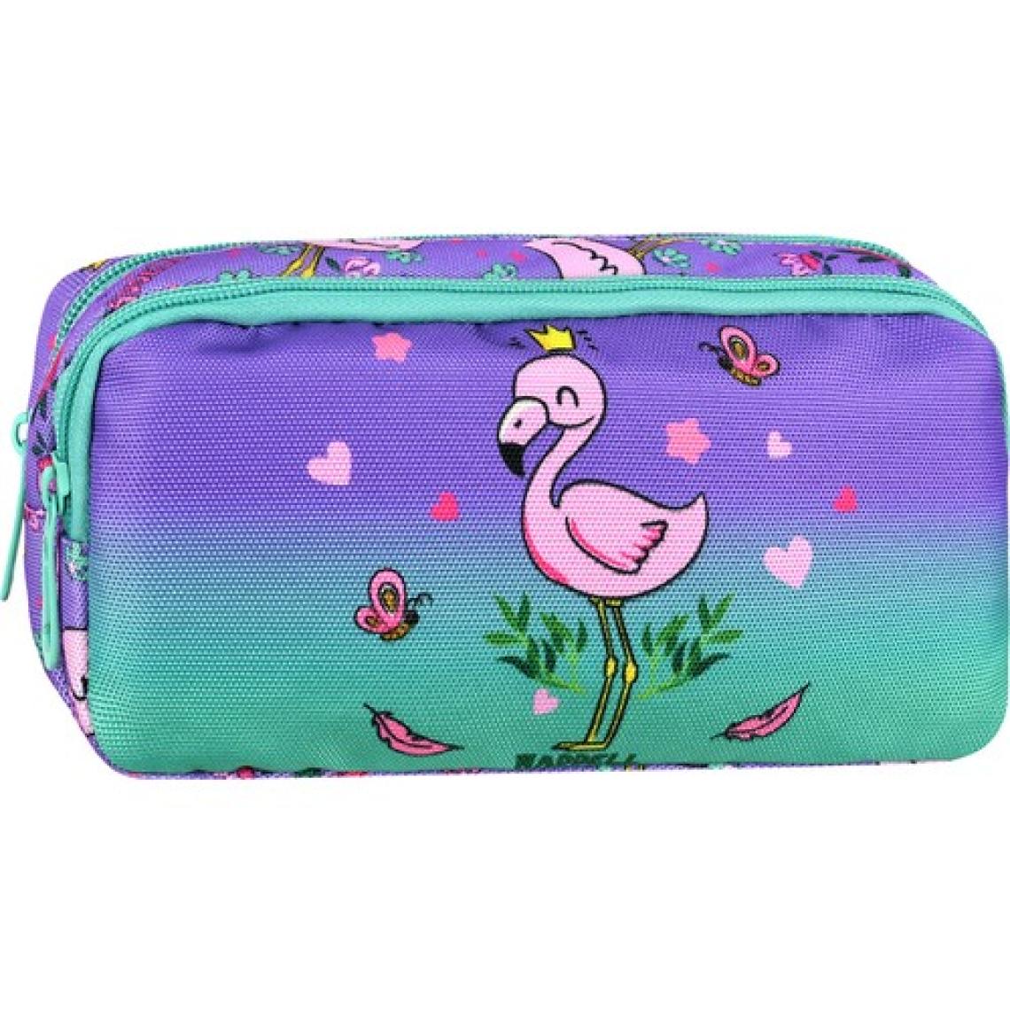 Waddell Lisanslı Lila-Su Yeşili Flamingo Desenli Kız Çocuk Ilkokul Sırt Çantası,beslenme Çantası ve Kalemlik