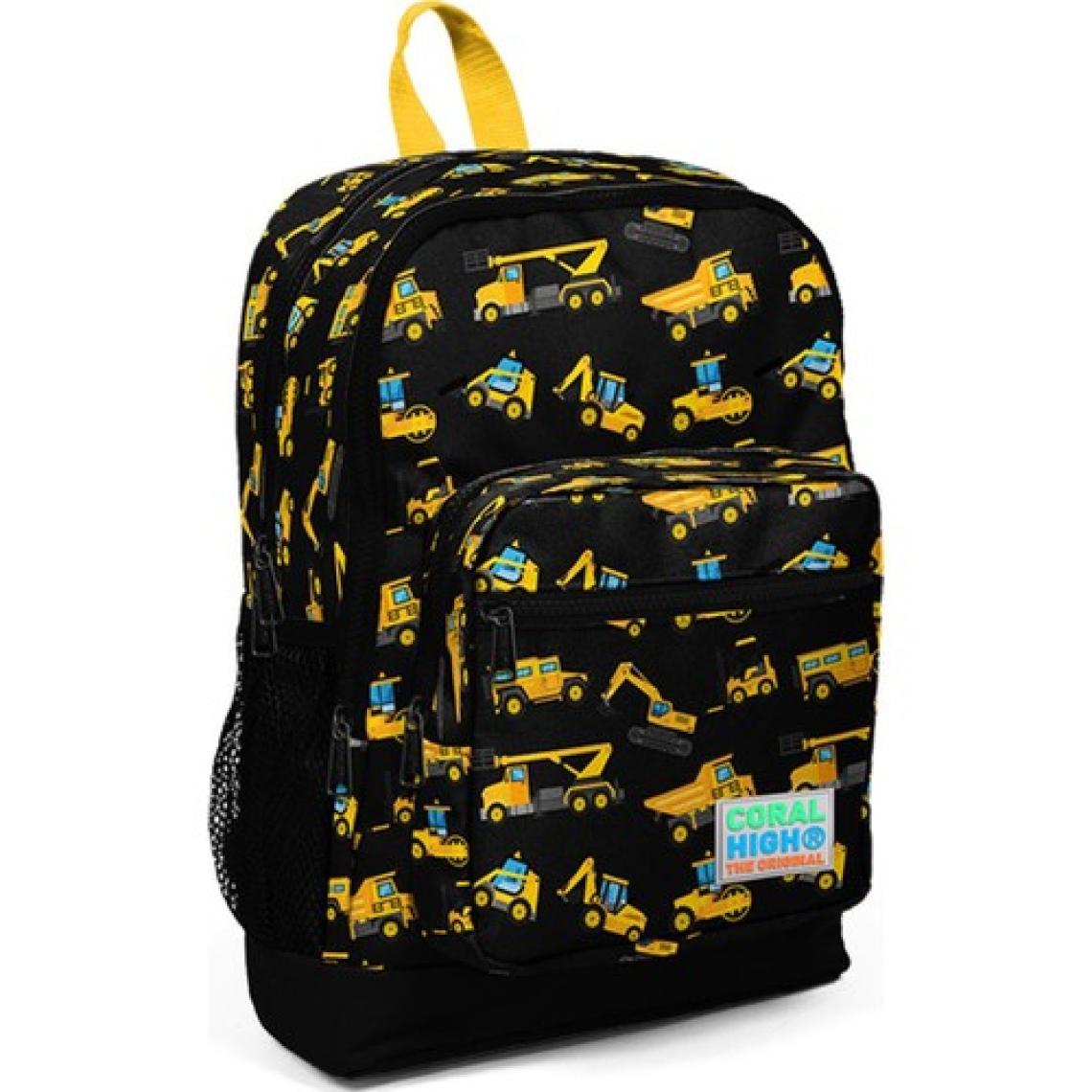 Coral High Kids Siyah Dozer Desenli Dört Bölmeli Okul Sırt Çantası 23475