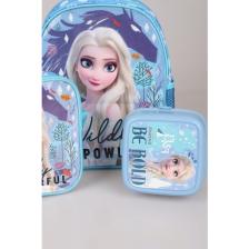 Elsa Yeni Sezon Lisanslı Elsa Frozen Anaokul Çantası,beslenme Çantası ve 2 Katlı Beslenme Kabı Seti